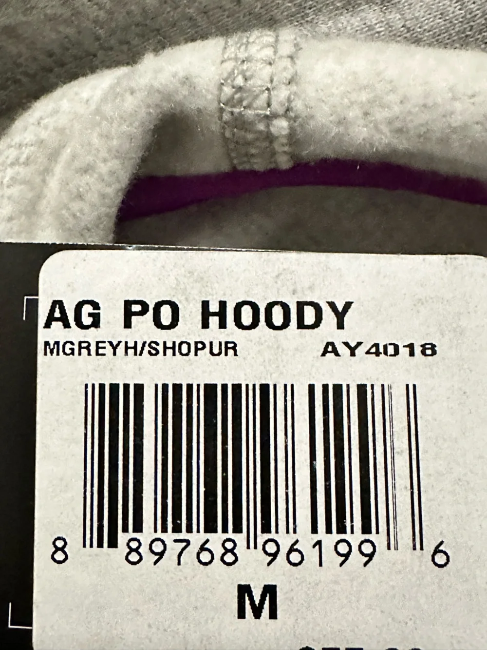 Adidas | Sweatshirt | Gray Hoodie with Purple Sleeves